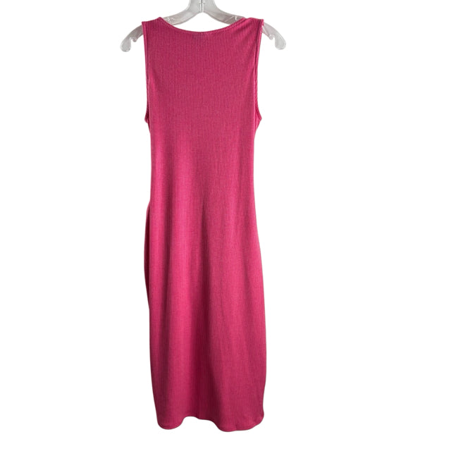 VICI Size LARGE Hot Pink Ribbed Sleeveless Polyester Blend DRESS