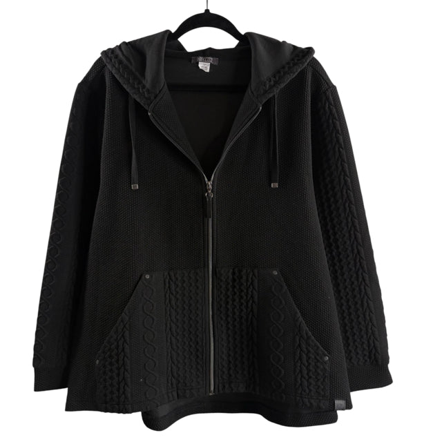 DOLCEZZA Size X-LARGE Black Long Sleeve Hood TOP