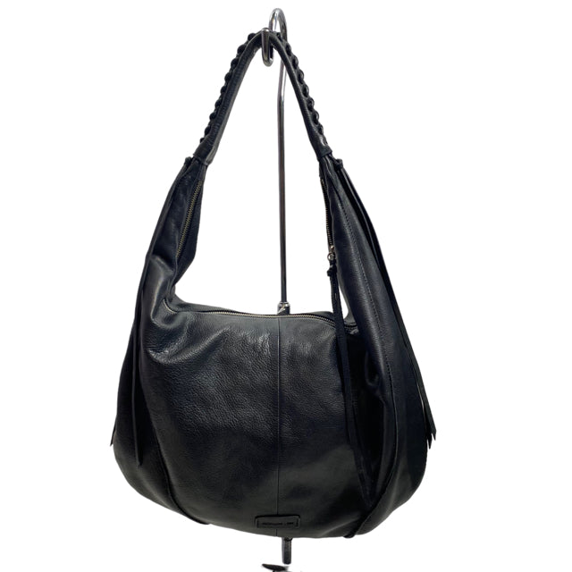 CHRISTOPHER KON Black Braid Leather Crescent PURSE