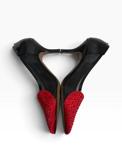 J RENEE Size 7 1/2 Red/Black Evening SHOE