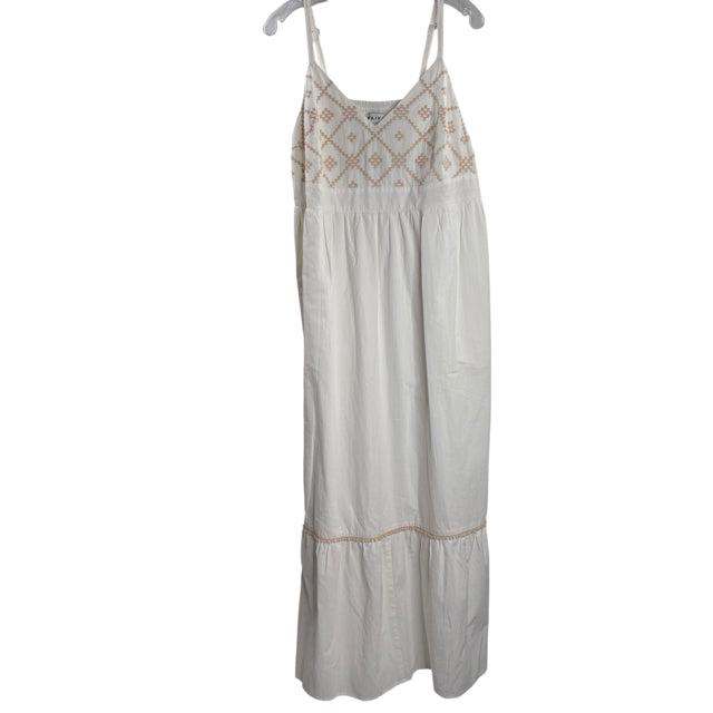 AVA & VIV Size 1X Cream Embroidered Strappy DRESS