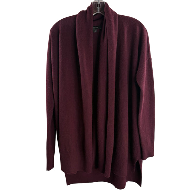 ANN T Size SMALL Maroon Long Sleeve Open Front Cashmere SWEATER