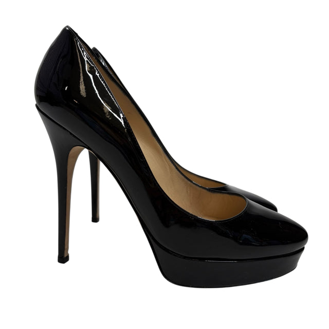 JIMMY CHOO Size 40 Black Platform Pump Patent Leather BOX SHOE