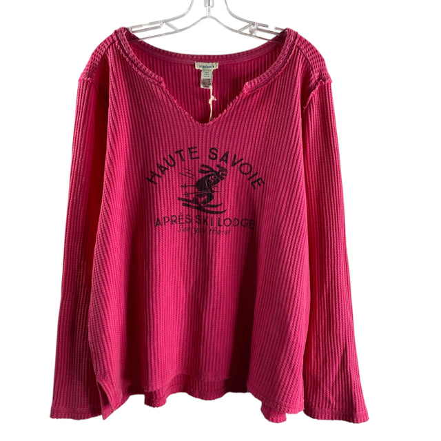 SUNDANCE Size XX-LARGE Hot Pink Long Sleeve Thermal Cotton NWT TOP