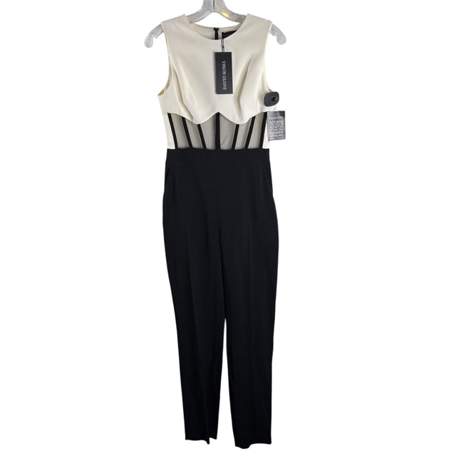 DAVID KOMA Size 10 Black/White Sleeveless JUMPSUIT