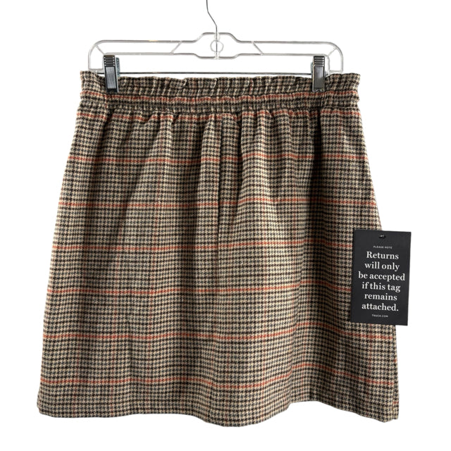 POMANDER PLACE Size MED Tan/Brown Houndstooth Mini Drawstring Polyester SKIRT