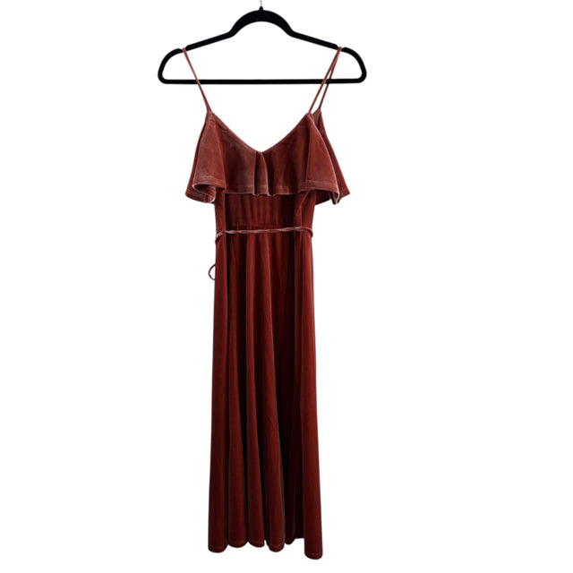 JUNE & HUDSON Size X-SMALL Rust Ruffle Detail Sleeveless Velvet NWT DRESS