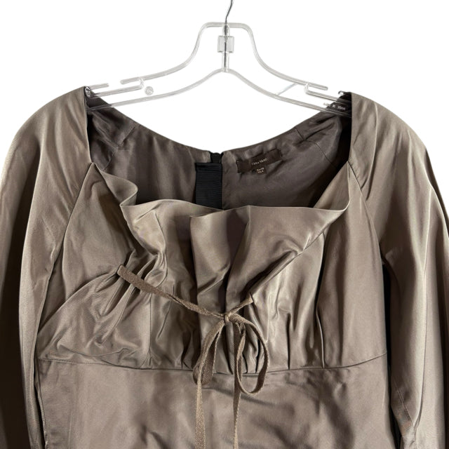 VERA WANG Size 4 Beige Collar 3/4 Sleeve Silk DRESS