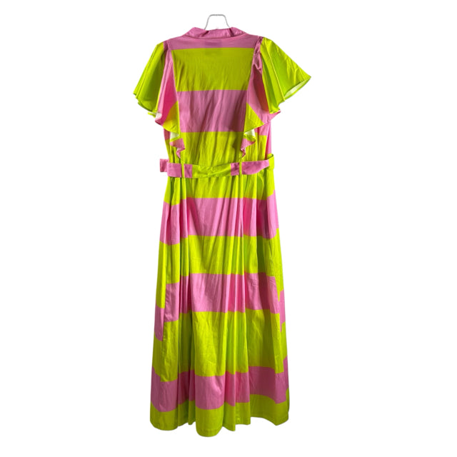 ALDEN ADAIR Size MEDIUM Pink/Yellow Stripe Short Sleeve Cotton DRESS