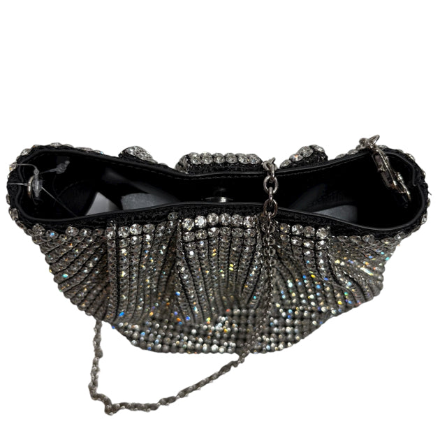 ANN TAYLOR Black/Clear Rhinestones Chain NWT EVENING BAG
