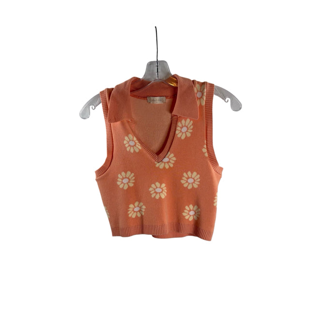 ALTAR'D STATE Size MEDIUM Peach/Yellow Flowers Sleeveless Vest SWEATER
