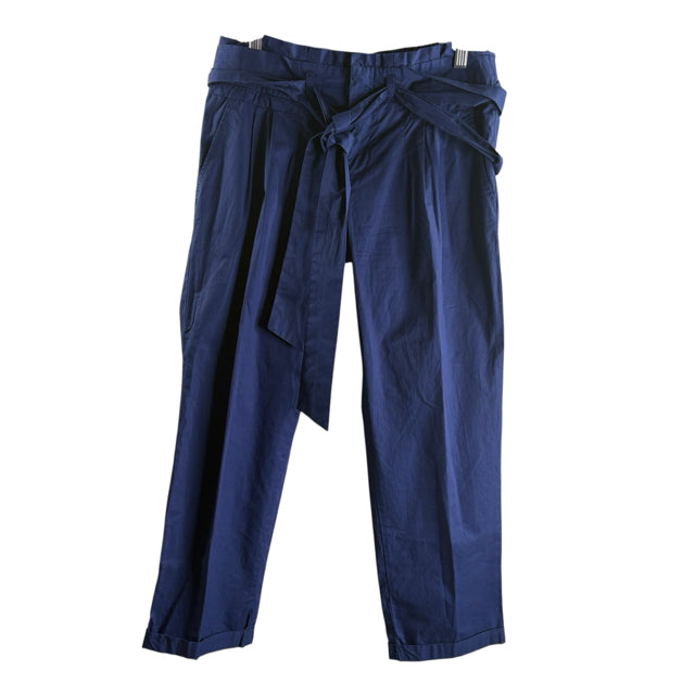 CARTONNIER Size 4 Dark Blue Paper Bag Waist Cotton PANTS