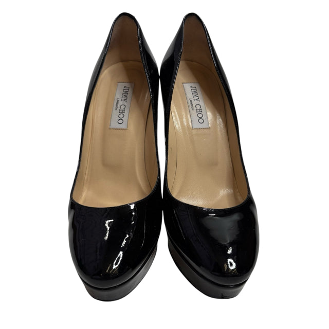 JIMMY CHOO Size 40 Black Platform Pump Patent Leather BOX SHOE