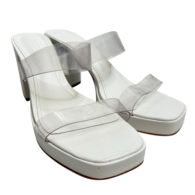 SCHUTZ Size 10 White/Clear Platform Sandal Plastic SHOE