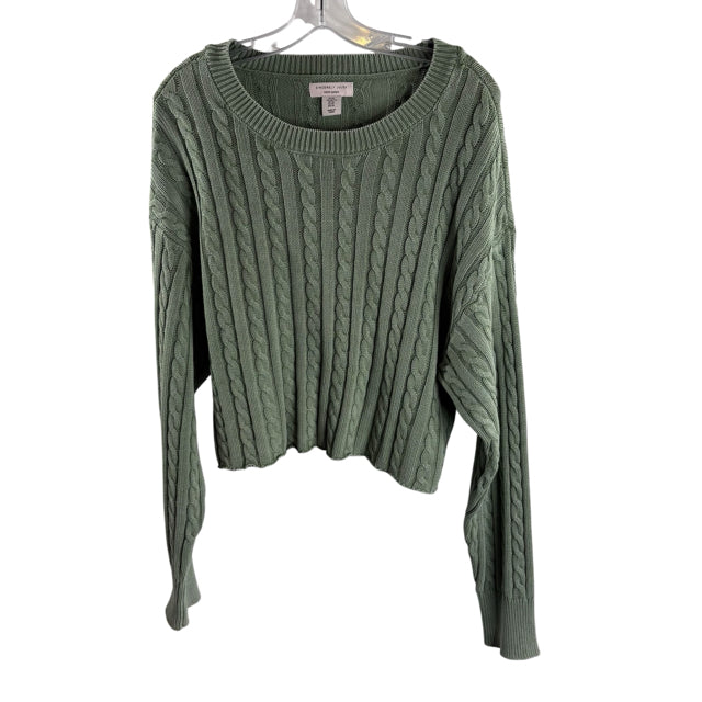 SINCERELY JULES Size X-LARGE Green Cable Long Sleeve SWEATER