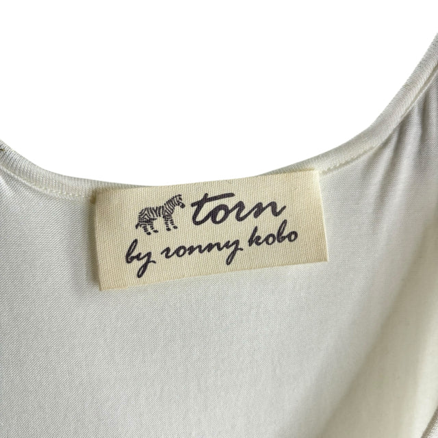 TORN by RONNY KOBO Size LARGE White/Gold Sleeveless TOP
