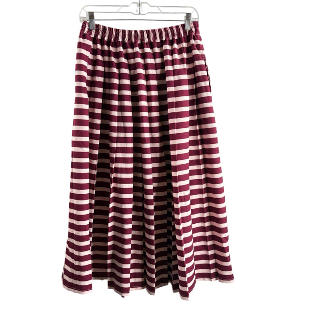 ADDISON BAY Size MEDIUM Pink/Maroon Stripe Midi Polyester Blend SKIRT