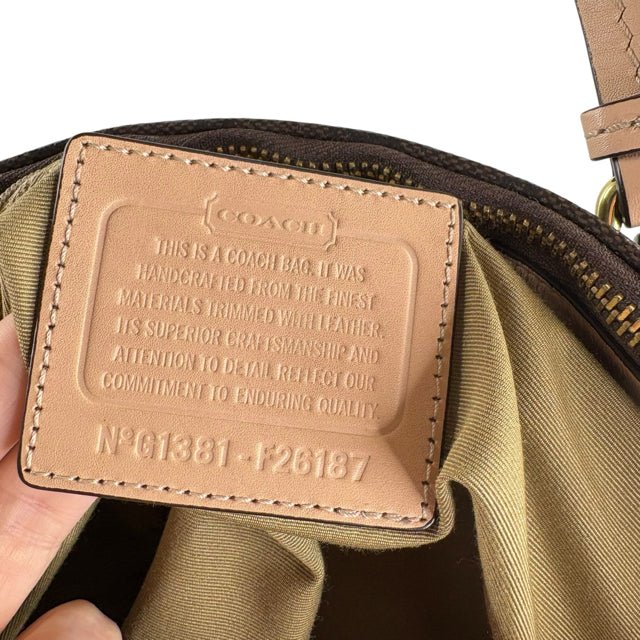 COACH Brown/Tan Monogram Coated Canvas Shoulder PURSE