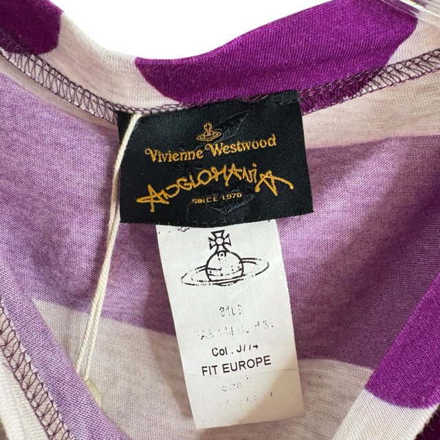 VIVIENNE WESTWOOD Size MEDIUM Cream/Purple Polka Dots Short Sleeve Cotton DRESS