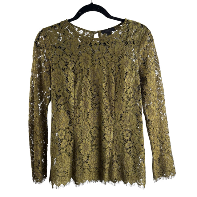 J CREW Size 2 Olive Lace Long Sleeve 2-PC LOOK TOP