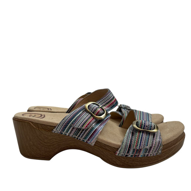 DANSKO Size 41 Tan/Multi Wedge Heel Stripe NWOT SHOE