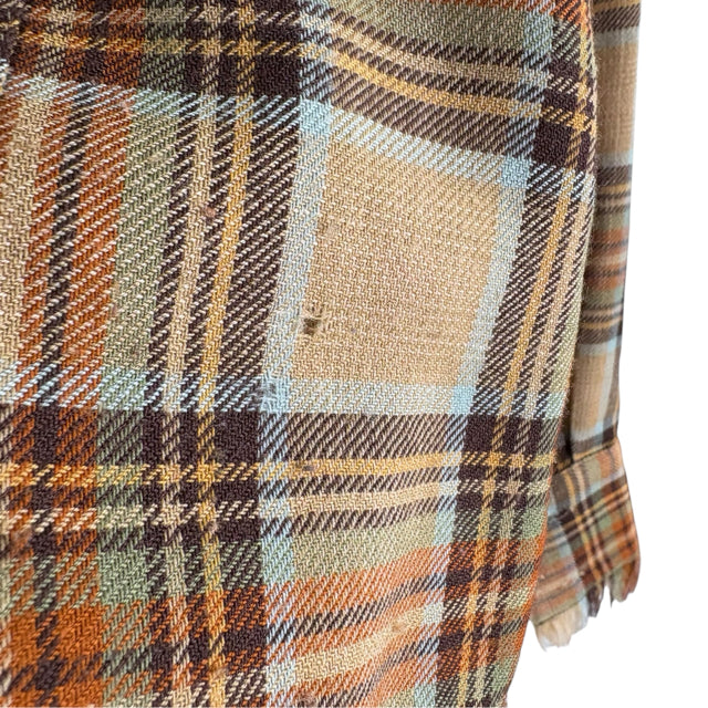 WORTH Size 6 Brown/Multi Plaid Long Sleeve Cross Front BLOUSE
