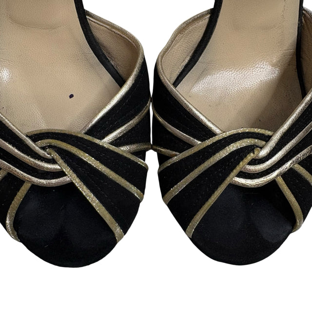 JIMMY CHOO Size 39 Black/gold Sandal PRICED FOR CONDITION SHOE