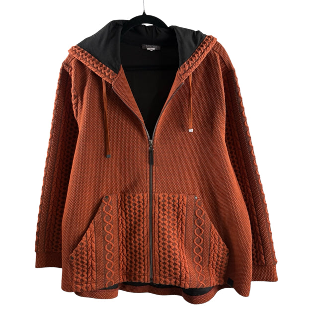 DOLCEZZA Size X-LARGE Rust/Black Long Sleeve Hood TOP