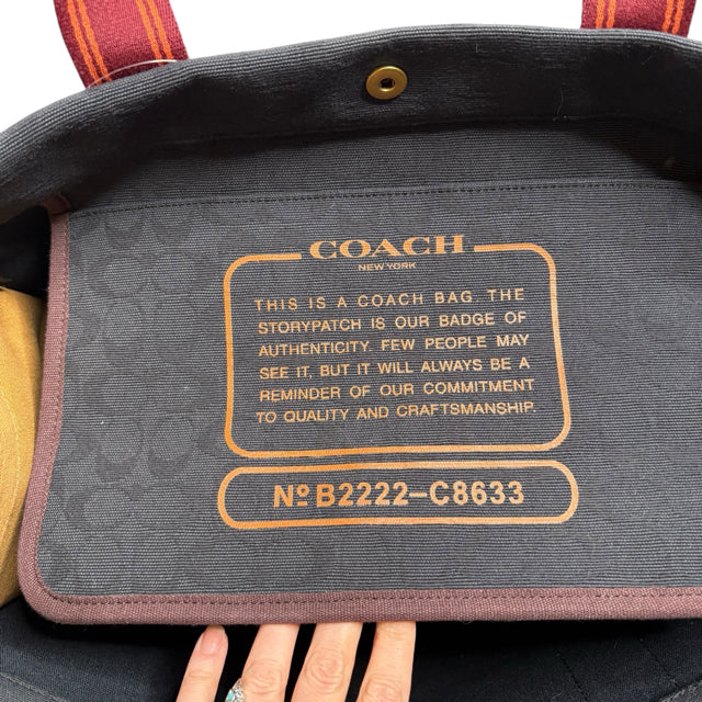 COACH Navy/Tan Monogram Canvas Tote NWT PURSE