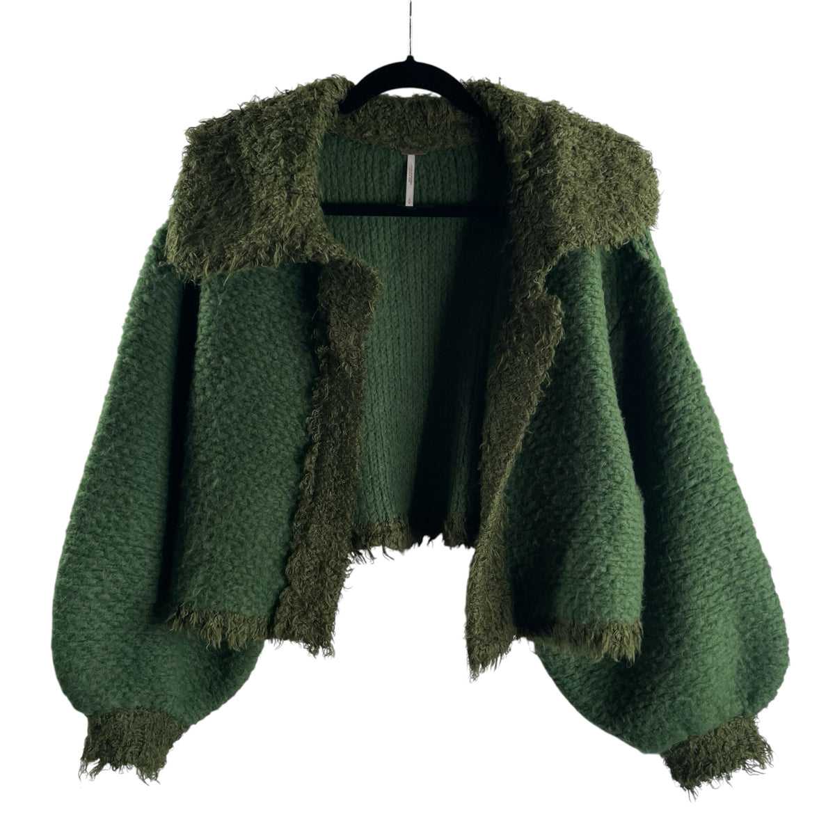FREE PEOPLE Size SMALL Green Long Sleeve Shaggy Plush TOP