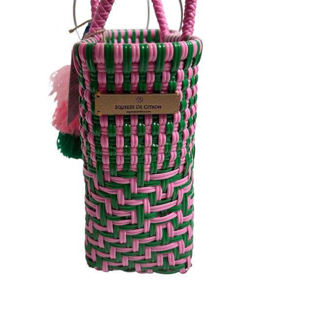 SQUEEZE DE CITRON Pink/Green Weave Plastic Handbag NWT PURSE