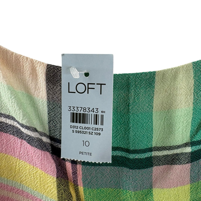 LOFT Size 10 PET Multi Plaid Strappy NWT BLOUSE