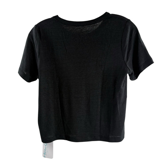 CHASER Size X-SMALL Black/gold Print Short Sleeve Tee Linen NWT TOP