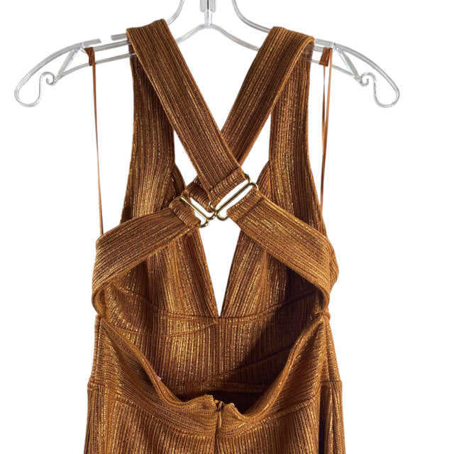 FREE PEOPLE Size X-SMALL Rust Ribbed Sleeveless Polyester Blend NWT JUMPSUIT