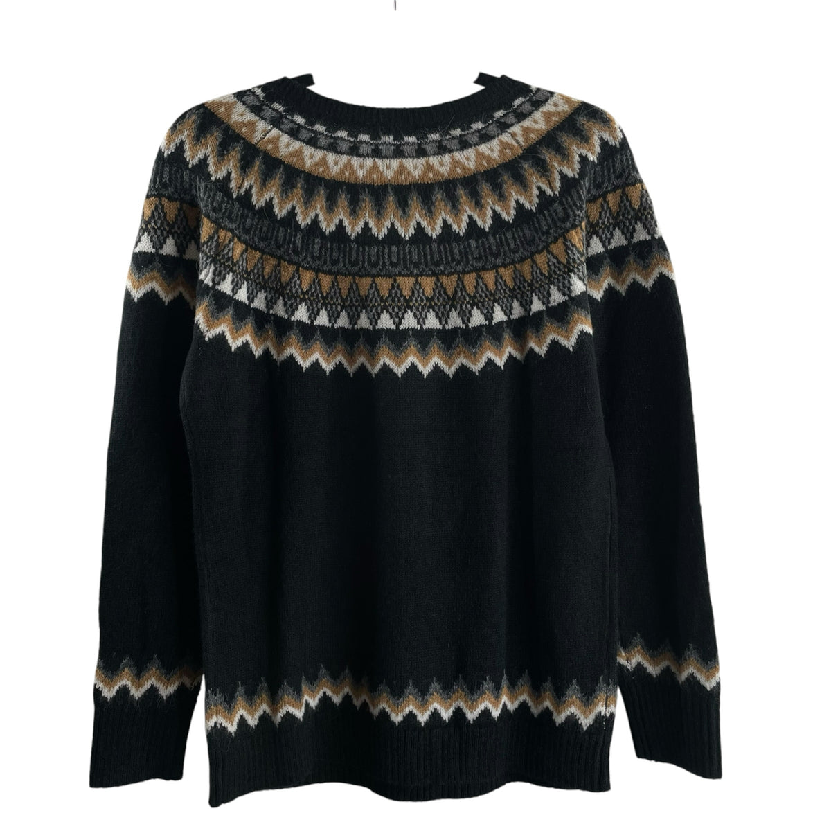 TALBOTS Size SMALL Black/Multi Fair Isle Long Sleeve NWT SWEATER