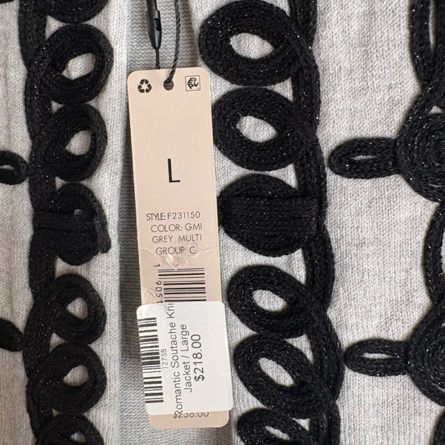 NIC & ZOE Size LARGE Gray/Black Embellished NWT SWEATER