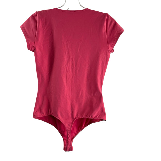 INTIMATELY FREE PEOPLE Size SMALL Hot Pink Short Sleeve Bodysuit TOP
