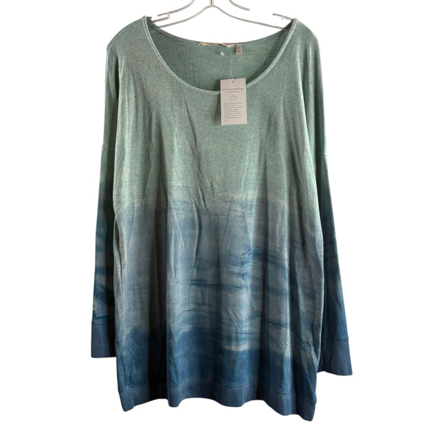 SOFT SURROUNDINGS Size CHICOS 0 Seafoam/Blue Wash Long Sleeve Rayon NWT TOP
