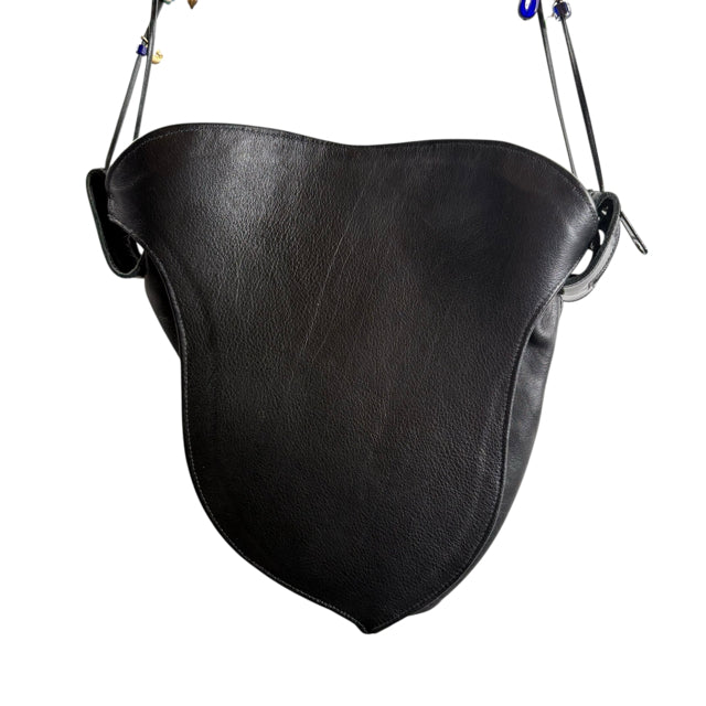 CAROL HEARTY Black Beaded Leather Cross Body PURSE