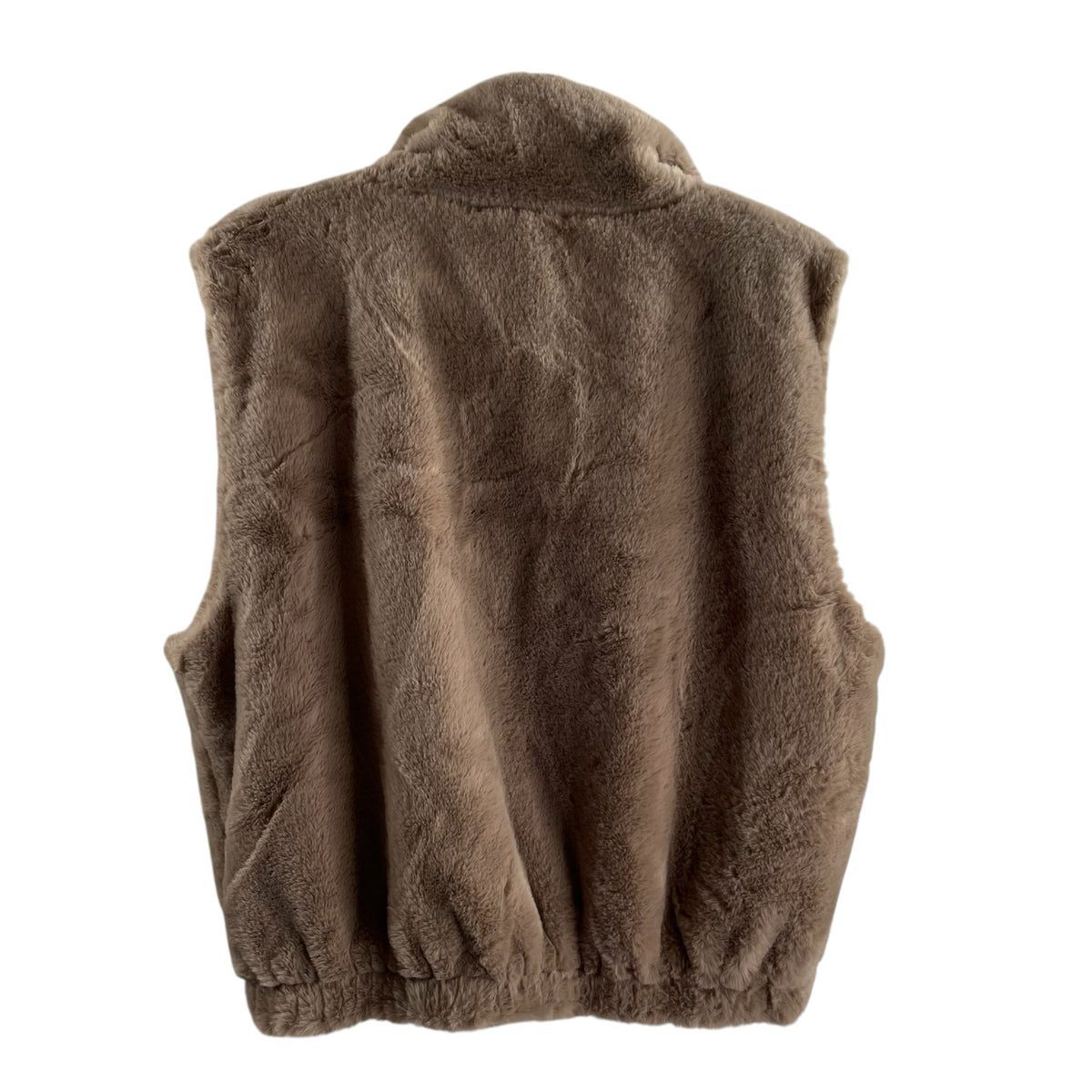 ASHLEY Size LARGE Beige Zip-Front Faux Fur NWT VEST