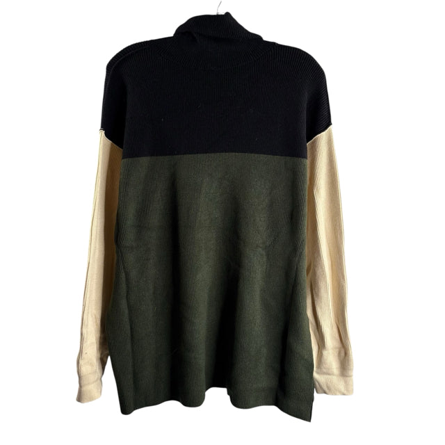 FREE PEOPLE Size X-LARGE Black/Cream/Green Colorblock Long Sleeve NWT SWEATER