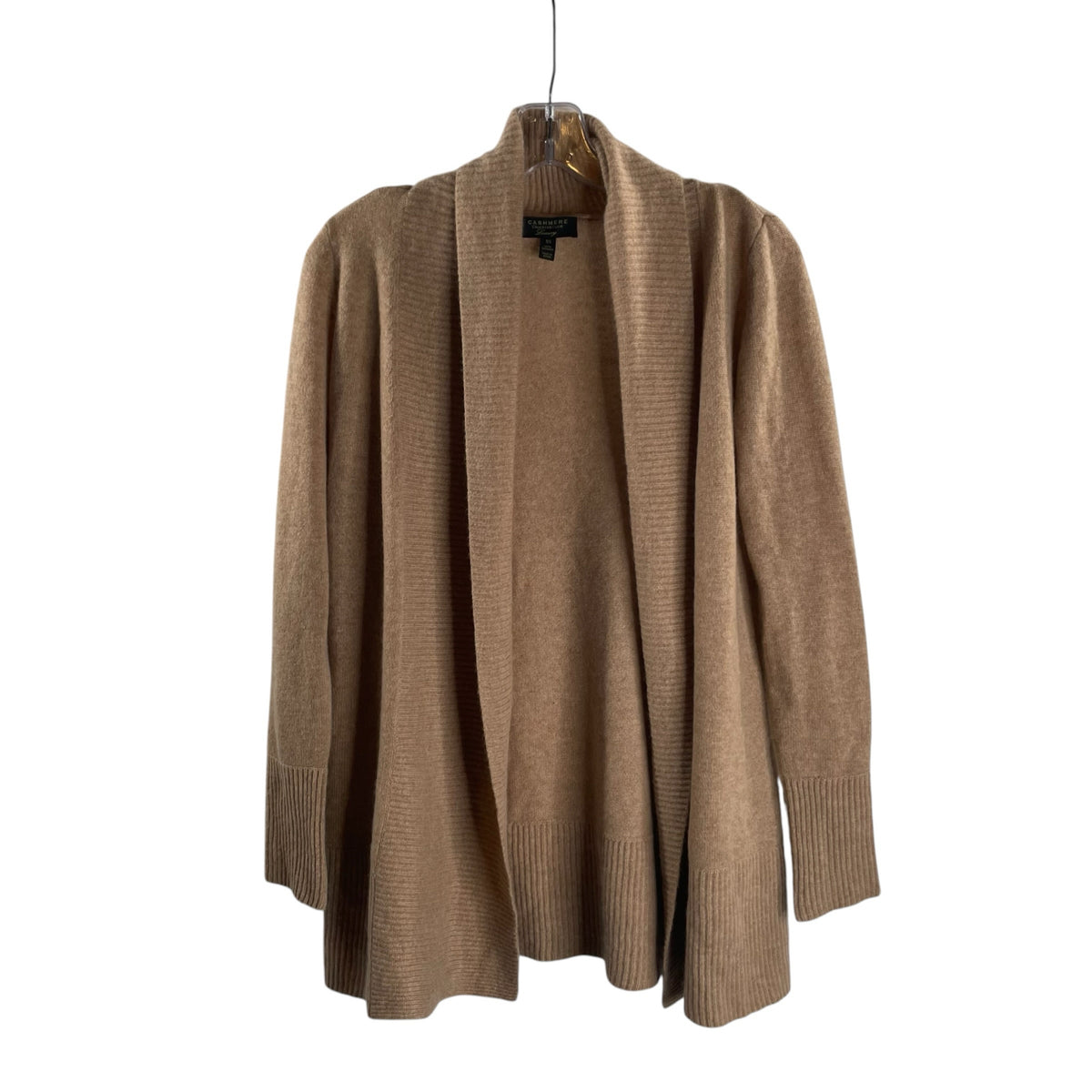 CHARTER CLUB Size X-SMALL Camel Long Sleeve Open Front Cashmere SWEATER