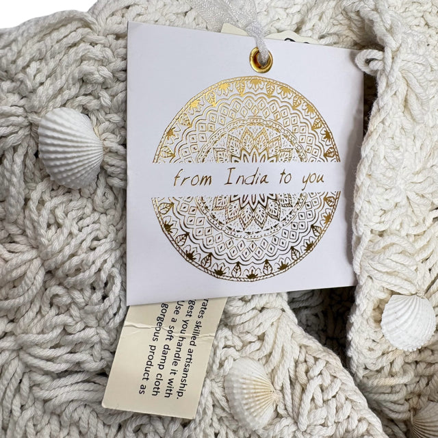 FROM INDIA TO YOU Cream Seashells Crochet Shoulder NWT PURSE