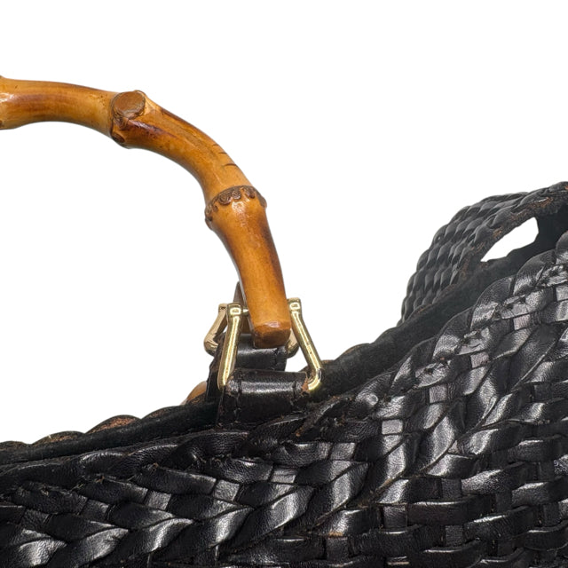GUCCI Black Leather Weave PURSE