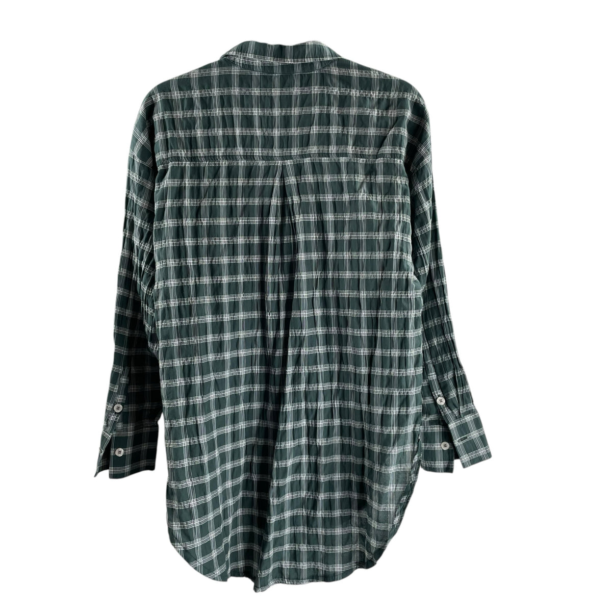 ANTHRO // MAEVE Size SMALL Pine Green Plaid Long Sleeve Button Front TOP
