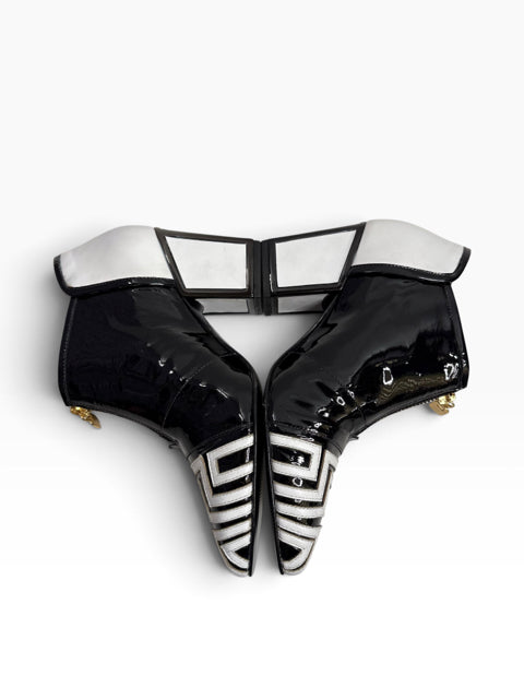 KAT MACONIE Size 6 B/W Bootie Patent Leather SHOE