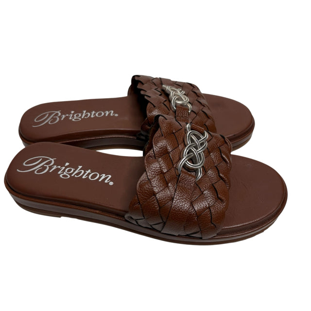 BRIGHTON Size 9 Brown Slide Sandals Leather NWOT SHOE