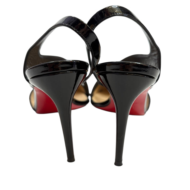 CHRISTIAN LOUBOUTIN Size 35 1/2 Black Sling Patent Leather BOX SHOE