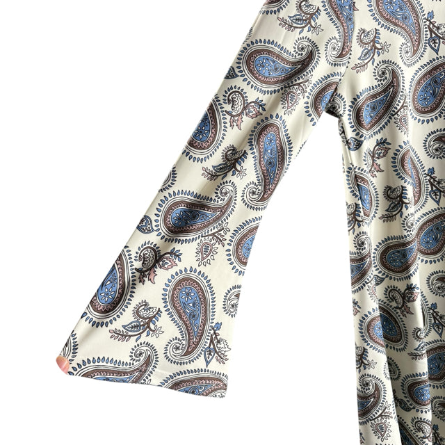 SMITH & QUINN Size MEDIUM Cream/Blue Print 3/4 Sleeve Polyester Blend NWT DRESS