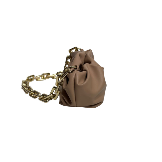 PRIME ORIGINAL Tan Gold Hardware Faux Leather Double Handle PURSE